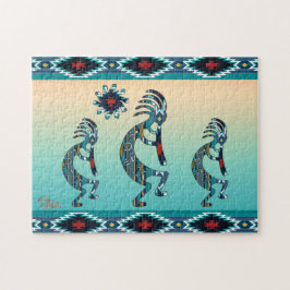 Drie Turquoise Southwest Kokopelli Jigzaag Puzzle Legpuzzel
