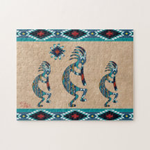 Drie Turquoise Southwest Kokopelli Jigzaag Puzzle