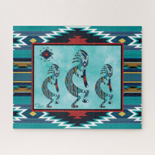 Drie Turquoise Southwest Kokopelli Jigzaag Puzzle Legpuzzel