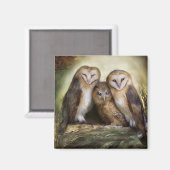 Drie Uil Moon Magnet Magneet (Voorkant / Achterkant)