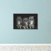 drie uilen canvas afdruk (Insitu (Houten vloer))