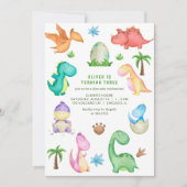 Drie uitnodiging van Dinosaur Birthday (Voorkant)