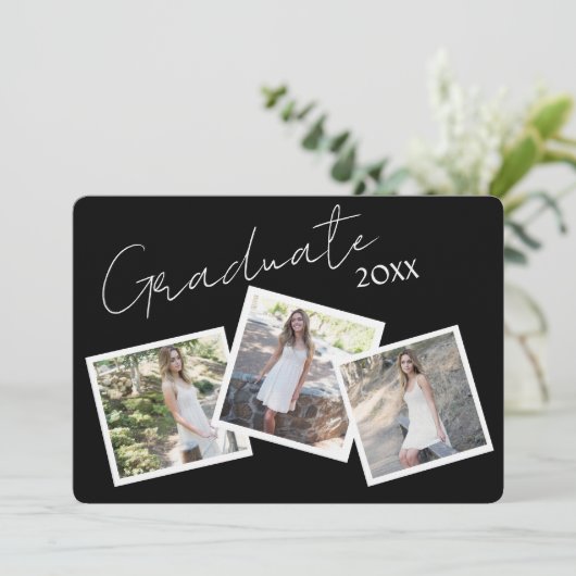 Drie uitnodigingen voor Modern Script-Afstuderen (Staand voorkant)