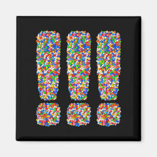 Drie uitroeptekens Candy Regenboog Strooisel Magneet