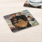 Drie Umpires Vierkante Kartonnen Onderzetter (Schuin)