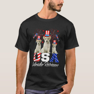 Drie Usa Labrador Retrievers Amerikaanse Vlag Hoed T-shirt
