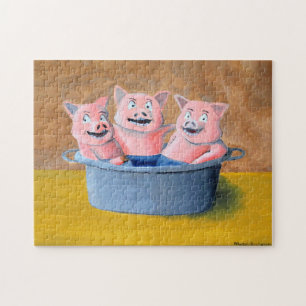 Drie Varkens in een Tub Legpuzzel