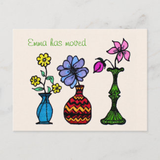 Drie Vases Art Moving Woman Adres Aankondiging