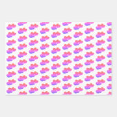 Drie verbonden hartpatroon over wit inpakpapier vel (Voorkant 3)