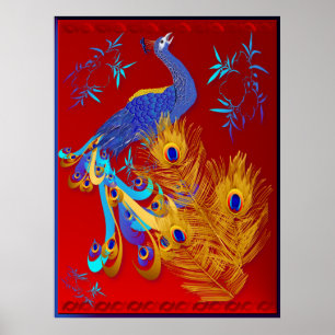 Drie veren en een Peacock-Poster Poster