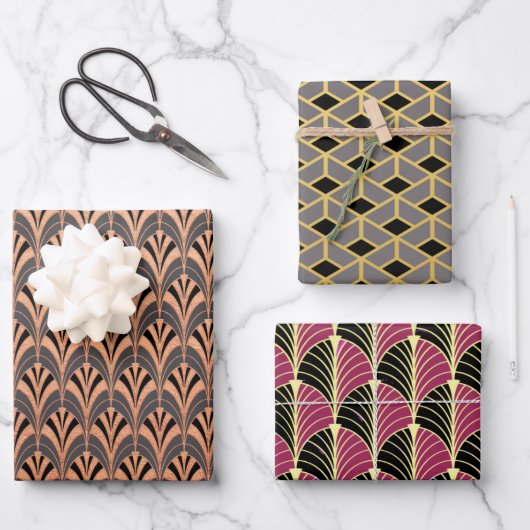 Drie verschillende Art Deco Style Wrapping Paper S (Voorkant)