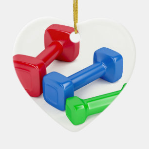 Drie verschillende dumbbels keramisch ornament