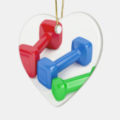 Drie verschillende dumbbels keramisch ornament (Links)