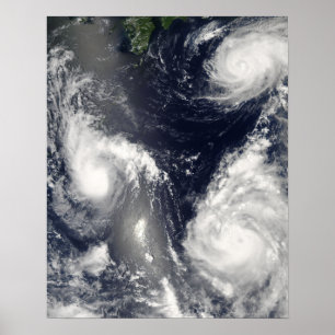 Drie verschillende tyfoons poster
