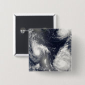 Drie verschillende tyfoons vierkante button 5,1 cm (Voorkant /achterkant)