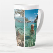Drie Verticale Streep Boho Foto Latte Mok (Rechterhoek)