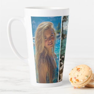 Drie Verticale Streep Boho Foto Latte Mok