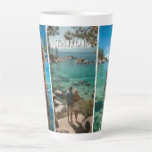 Drie Verticale Streep Boho Foto Latte Mok (Voorkant)