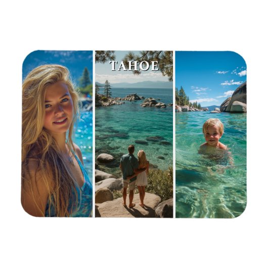Drie Verticale Streep Boho Foto Magneet (Horizontaal)