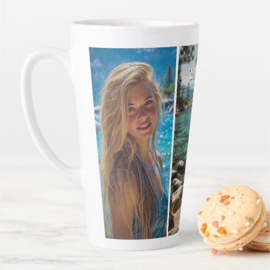Drie Verticale Strepen Boho Foto Latte Mok (In situ)