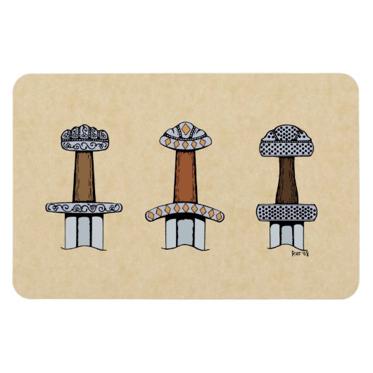 Drie Viking Sword Hilts Magneet (Horizontaal)