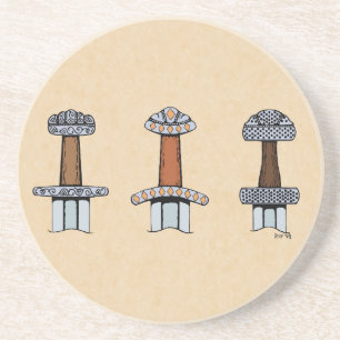Drie Viking Sword Hilts Zandsteen Onderzetter