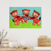 drie vioolspelende katjes poster (Keuken)