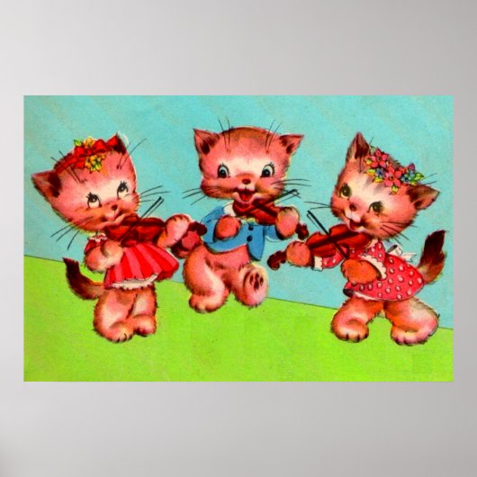 drie vioolspelende katjes poster (Voorkant)
