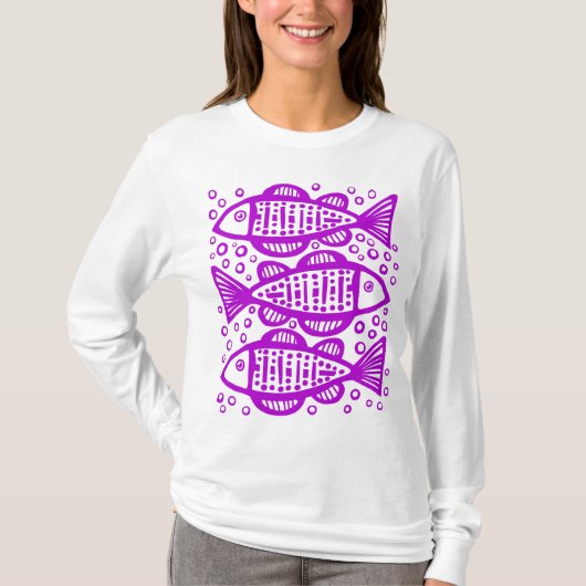 Drie vissen - Paars T-shirt (Voorkant)