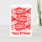 Drie vissen - rood kaart (Voorkant)