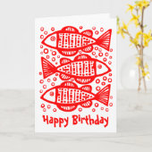 Drie vissen - rood kaart (Gele Bloem)