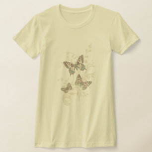 Drie vlinders, grafisch geïnkt t-shirt