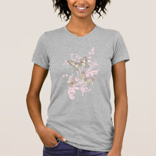 Drie vlinders grafisch roze inkt t-shirt
