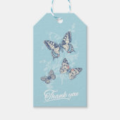 Drie vlinders tekenen lichtblauw dank je cadeaulabel (Voorkant)