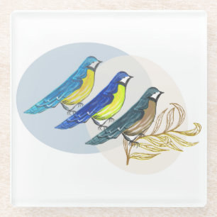 Drie vogels glazen onderzetter