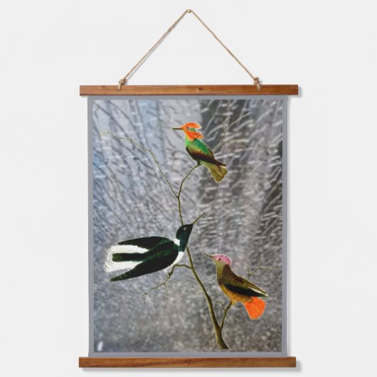 Drie Vogels Hangend Wandkleed (Voorkant)