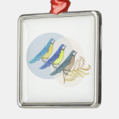 Drie vogels metalen ornament (Links)