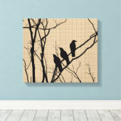 Drie vogels op Canvas Afdruk (Insitu (Houten vloer))