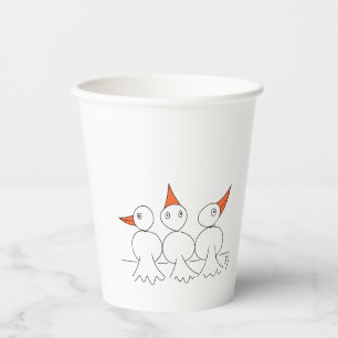 Drie vogels op het touw papieren bekers