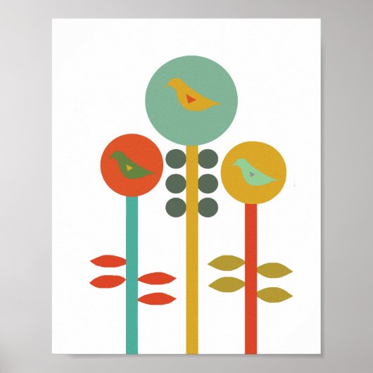 Drie vogels, reto-stijl poster (Voorkant)