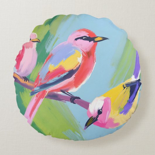 Drie vogels rond kussen (Voorkant)