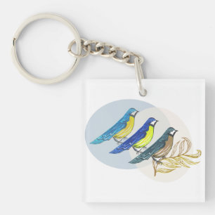 Drie vogels sleutelhanger