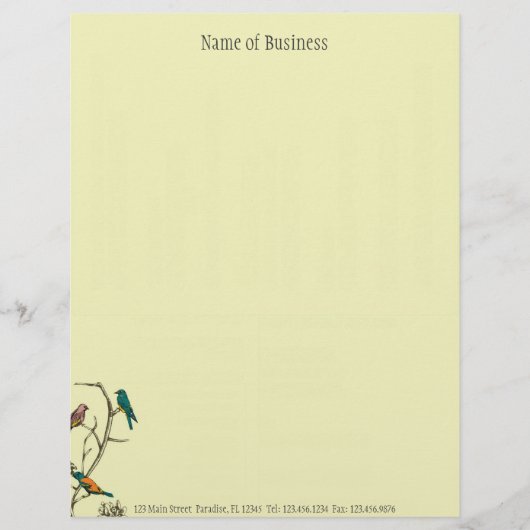 Drie vogeltjes praten ~ Letterhead Business Work Briefhoofd (Voorkant)