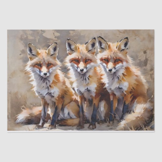 Drie Vossen Decoupage Tissuepapier (Voorkant)
