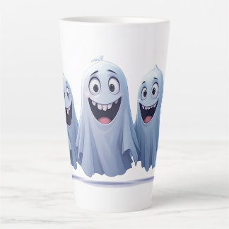 Drie vriendelijke Halloween-geesten samen 's nacht Latte Mok