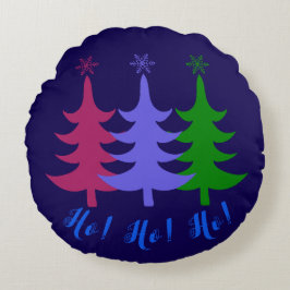 Drie vrolijke kerstbomen Ho! Ho! Ho! Rond Kussen