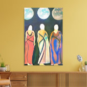 Drie vrouwen, drie manen canvas afdruk (Insitu (Woonkamer))