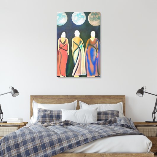 Drie vrouwen, drie manen canvas afdruk (Insitu (Slaapkamer))