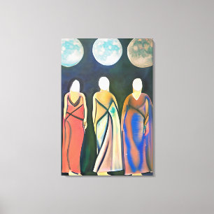 Drie vrouwen, drie manen canvas afdruk