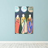 Drie vrouwen, drie manen canvas afdruk (Insitu (Houten vloer))